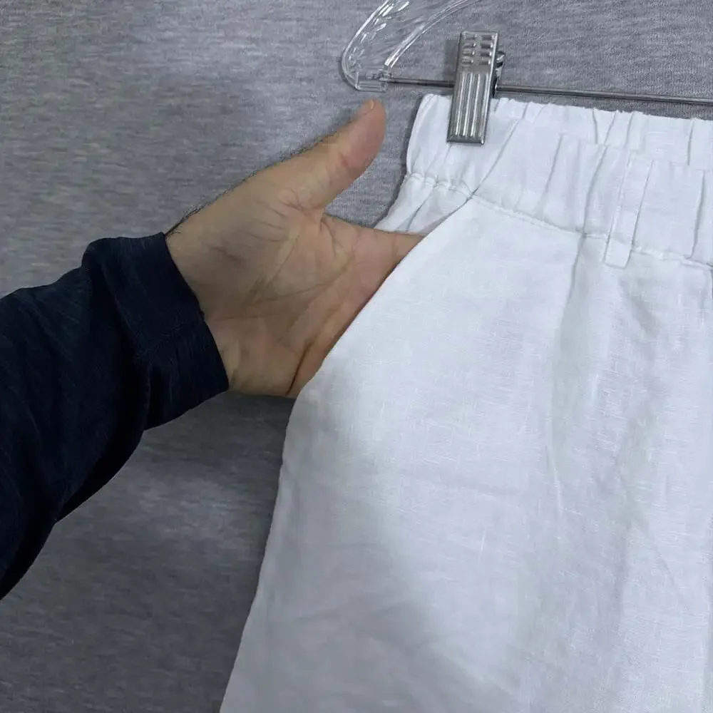 Quince Women's Size XS White European Linen Pants E-Waist Pull On